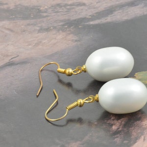 2&quot;  18mmx13mm Large Charm Luster White Teardrop South Seashell Pearl  Beads Earring Dangle