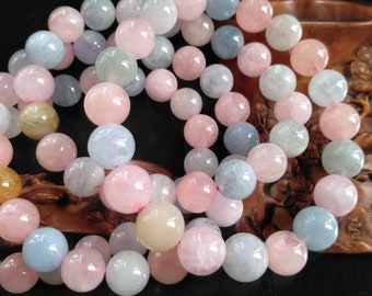 Bracelet Morganite Ovale En Argenté - Pierre Lab Créée, Réglable, Fait Main