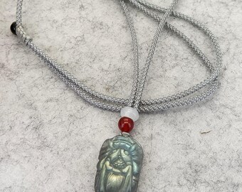 Moonstone Dragon Head Pendant Necklace: Healing Reiki Gemstone