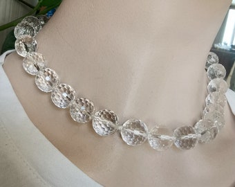 Collier de perles de cristal de roche, gemme naturelle, 12 x 9