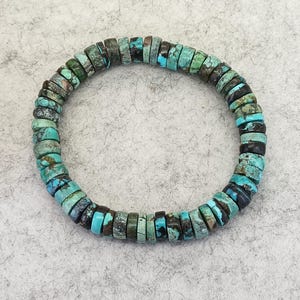 Natural Turquoise Heishi beads Bracelet Elastic Bracelet Men Women Stretch Healing Turquoise Beads 8.5-9 mm Bracelet 13#