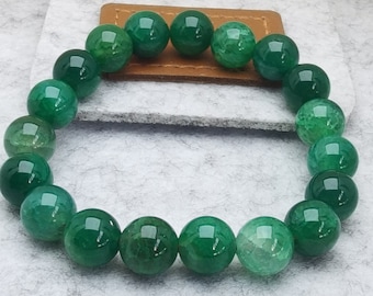 Handmade Green Dragon Agate Beaded Bracelet: Healing Reiki Jewelry