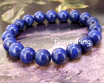 10mm Blue Lapis Lazuli  Stone  Round Gemstone Bracelet Beaded  Bracelet