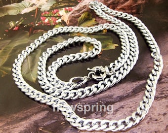 Chunky Silver Chain Necklace: Aluminum Curb Link Choker (18-36 inch)
