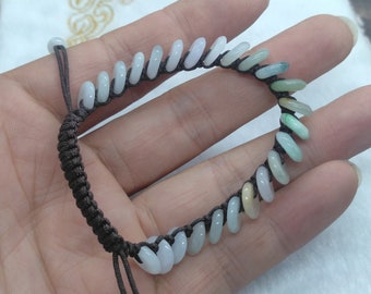 Verstelbare jadeietarmband van 6 tot 9 inch met de hand geweven koord schuifsluiting armband A Birma Jade Ping an Buckle-armband Healing Reiki-armband