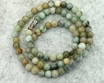 Natural Jadeite Round Beads 6mm Cord Necklace Gemstone Beaded Necklace 16-32 inches optional