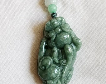 Certificated Jadeite Pendant Pixiu 貔貅 Hand knotted Burma Jade Beads Necklace adjustable 14-26 inches