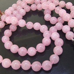 18&quot;/35&quot;/45&quot;/55&quot; 12mm Charm Rose  Jade Round Beads Knotted Lariat Necklace Pink Jade Long Necklace
