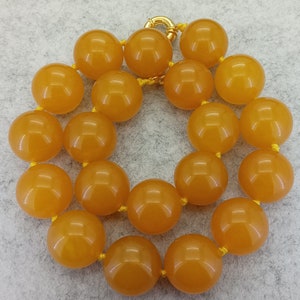 18inches 20mm Large Yellow Jade Necklace , Large Round Beads Knotted Necklace , Wedding Yellow Jade Necklace