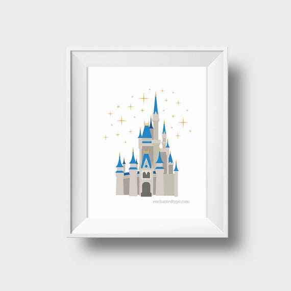 Florida Disney Castle Art Print, includes PDF & JPG digital files ready for instant download, Wall Art Printable of Walt Disney World Castle Il_570xn