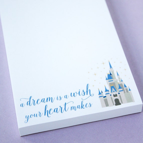 Fairytale Castle Notepad for Dreamers, WDW Florida Castle, Cinderella Disney World castle, disney fan art stationery, gift for Disney fan Il_570xn