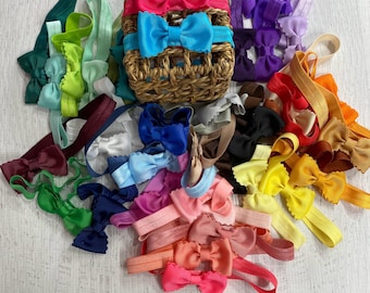 2.5" Scalloped Bow Headband | Small Baby Boutique Bow Headband | Infant Toddler Girls Hair Bow Headband