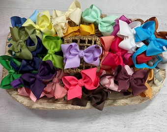 Grosgrain Hair Bow Headband 4" | 36 Colors Baby Toddler Girls Bow | Boutique Bow Headband, Infant Hair Bow