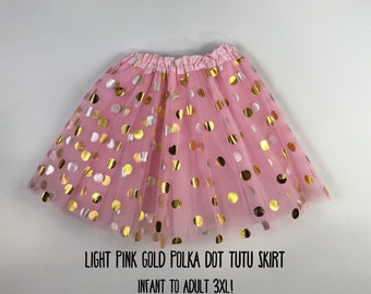 Light Pink Gold Polka Dot Tutu Skirts - 7 Sizes!