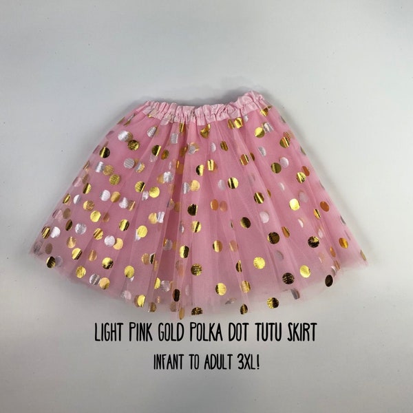 Light Pink Gold Polka Dot Tutu Skirts - 7 Sizes!