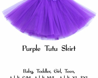 Purple 3-Layer Tutu Skirts - 7 Sizes!, Baby to Plus Size Women's Tutus; Fun Run Tutu, Dance Tutu, Costume Tutus