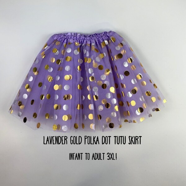 Lavender Gold Polka Dot Tutu Skirts - 7 Sizes!