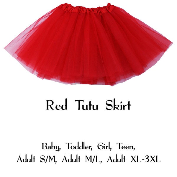 Red 3-Layer Tutu Skirts - 7 Sizes!, Baby to Plus Size Women's Tutus; Fun Run Tutu, Dance Tutu, Costume Tutus