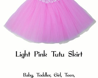 Light Pink 3-Layer Tutu Skirts - 7 Sizes!, Baby to Plus Size Women's Tutus; Fun Run Tutu, Dance Tutu, Costume Tutus