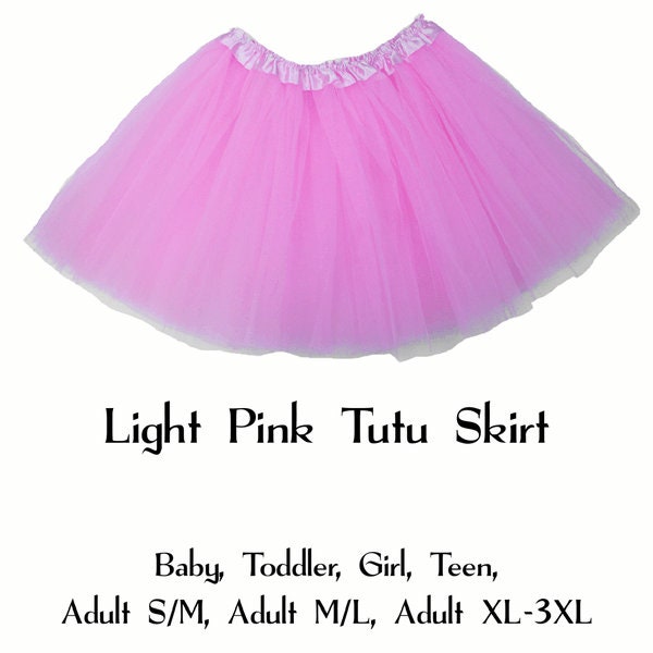 Light Pink 3-Layer Tutu Skirts - 7 Sizes!, Baby to Plus Size Women's Tutus; Fun Run Tutu, Dance Tutu, Costume Tutus