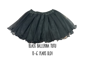 Black Ballerina Tutu - 2 Sizes!, Ballet Tutu, Lettuce Edge Tutu, Infants and Toddler Tutu, Recital tutu