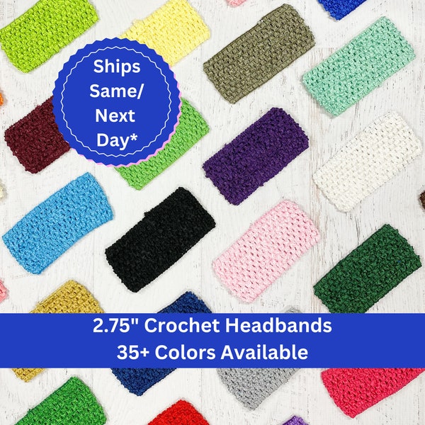 Individual Crochet 2.75" Headband; Crochet headband for hair bows; crochet band for tutu making supplies; stretchy headband; craft supply