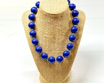 Navy Solid Chunky Bead Necklace