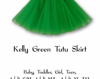 Kelly Green 3-Layer Tutu Skirts - 7 Sizes!, Baby to Plus Size Women's Tutus; Fun Run Tutu, Dance Tutu, Costume Tutus