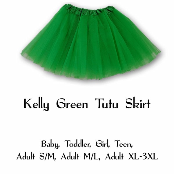 Kelly Green 3-Layer Tutu Skirts - 7 Sizes!, Baby to Plus Size Women's Tutus; Fun Run Tutu, Dance Tutu, Costume Tutus