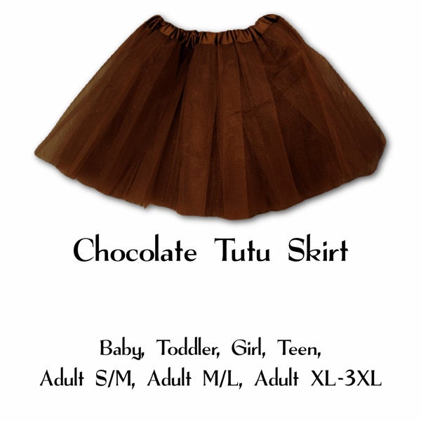 Chocolate 3-Layer Tutu Skirts - 7 Sizes!, Baby to Plus Size Women's Tutus; Fun Run Tutu, Dance Tutu, Costume Tutus