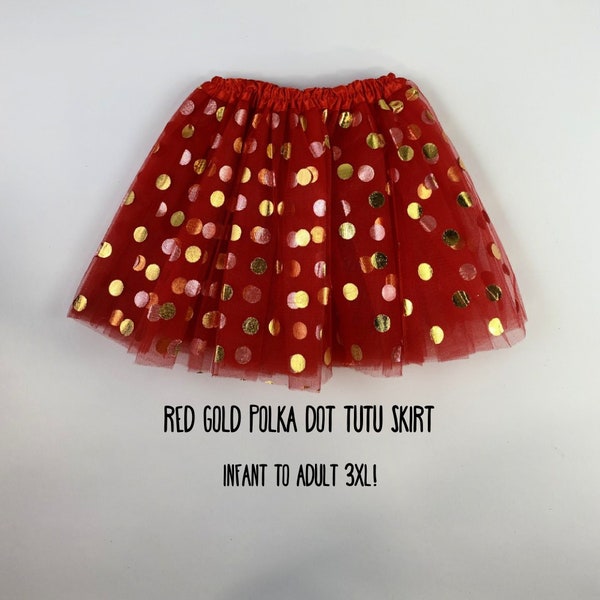 Red Gold Polka Dot Tutu Skirts - 7 Sizes!