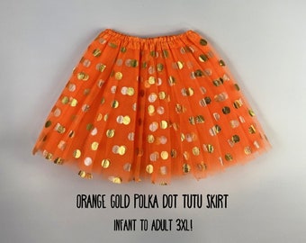 Orange Gold Polka Dot Tutu Skirts - 7 Sizes!Tutus for birthdays; fun run tutu; dance tutu; costume tutus