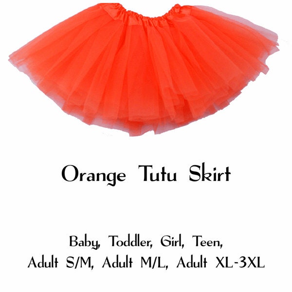 Orange 3-Layer Tutu Skirts - 7 Sizes!, Baby to Plus Size Women's Tutus; Fun Run Tutu, Dance Tutu, Costume Tutus