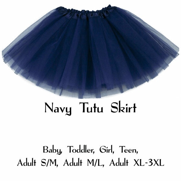 Navy 3-Layer Tutu Skirts - 7 Sizes!, Baby to Plus Size Women's Tutus; Fun Run Tutu, Dance Tutu, Costume Tutus