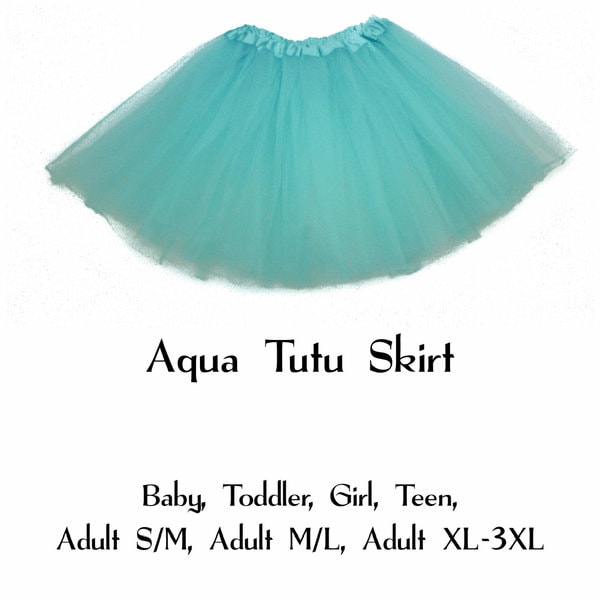 Aqua 3-Layer Tutu Skirts - 7 Sizes!, Baby to Plus Size Women's Tutus; Fun Run Tutu, Dance Tutu, Costume Tutus