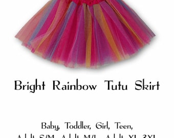 Bright Rainbow 3-Layer Tutu Skirts - 7 Sizes!