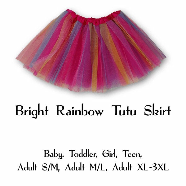 Bright Rainbow 3-Layer Tutu Skirts - 7 Sizes!