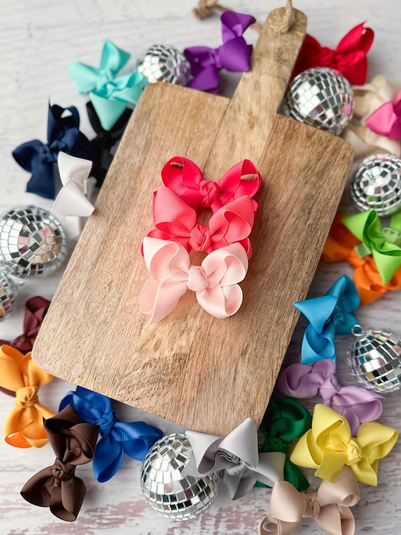 3" Grosgrain Hair Bow | Baby Toddler Girls Hair Clip, Everyday Boutique Bow, Alligator Clip, 36 Colors