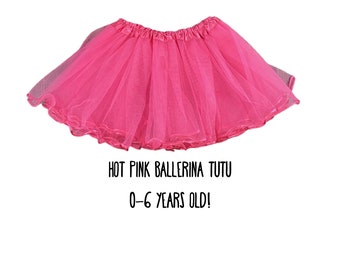 Hot Pink Ballerina Tutu - 2 Sizes!, Ballet Tutu, Lettuce Edge Tutu, Infants and Toddler Tutu, Recital tutu