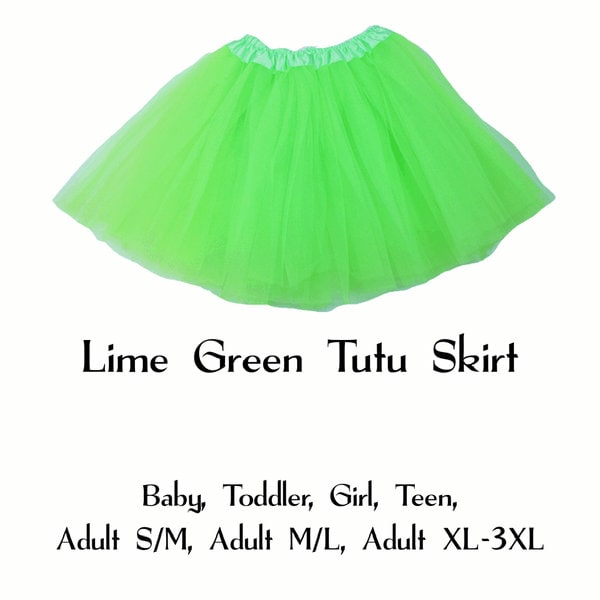 Lime Green 3-Layer Tutu Skirts - 7 Sizes!, Baby to Plus Size Women's Tutus; Fun Run Tutu, Dance Tutu, Costume Tutus