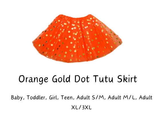 Orange Gold Polka Dot Tutu Skirts Sizes!Tutus for birthdays; fun run  tutu; dance tutu; costume tutus