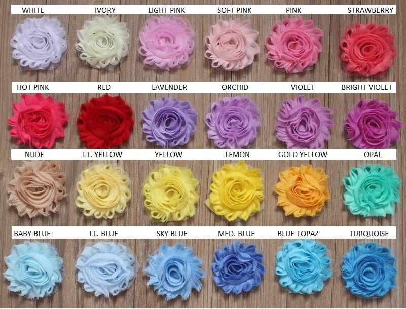 Shabby Flowers - Half Yard (7 Flowers) - All Colors 2.5"