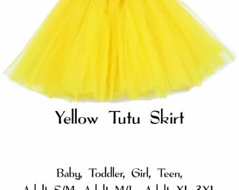 Yellow 3-Layer Tutu Skirts - 7 Sizes!, Baby to Plus Size Women's Tutus; Fun Run Tutu, Dance Tutu, Costume Tutus