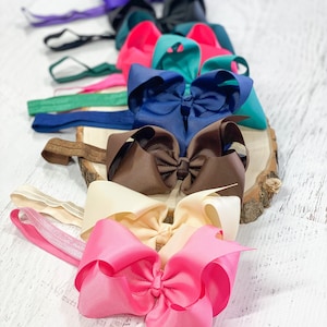 5&quot; Hair Bow on Headband 20 Colors, Baby Headband, Bow Headband, Infant Headband, Bow Headband for Babies; Baby bow headband