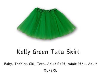Kelly Green 3-Layer Tutu Skirts - 7 Sizes!, Baby to Plus Size Women's Tutus; Fun Run Tutu, Dance Tutu, Costume Tutus
