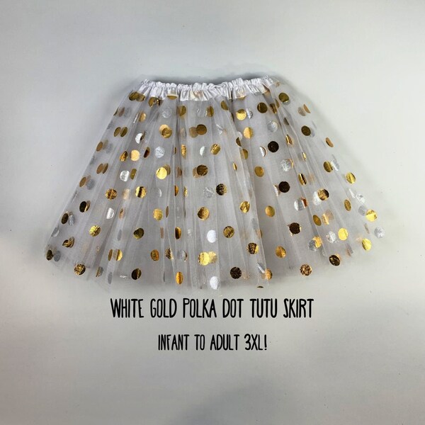 White Gold Polka Dot Tutu Skirts - 7 Sizes!