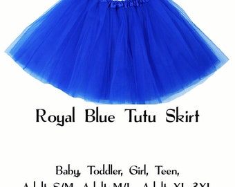 Royal Blue 3-Layer Tutu Skirts - 7 Sizes!, Baby to Plus Size Women's Tutus; Fun Run Tutu, Dance Tutu, Costume Tutus