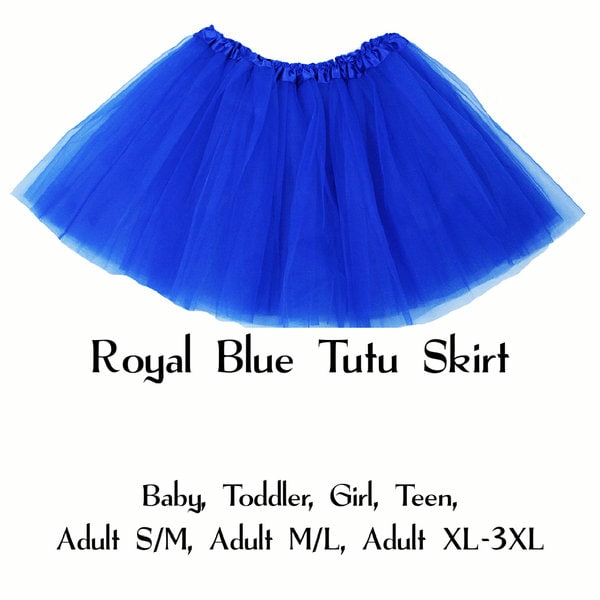 Royal Blue 3-Layer Tutu Skirts - 7 Sizes!, Baby to Plus Size Women's Tutus; Fun Run Tutu, Dance Tutu, Costume Tutus