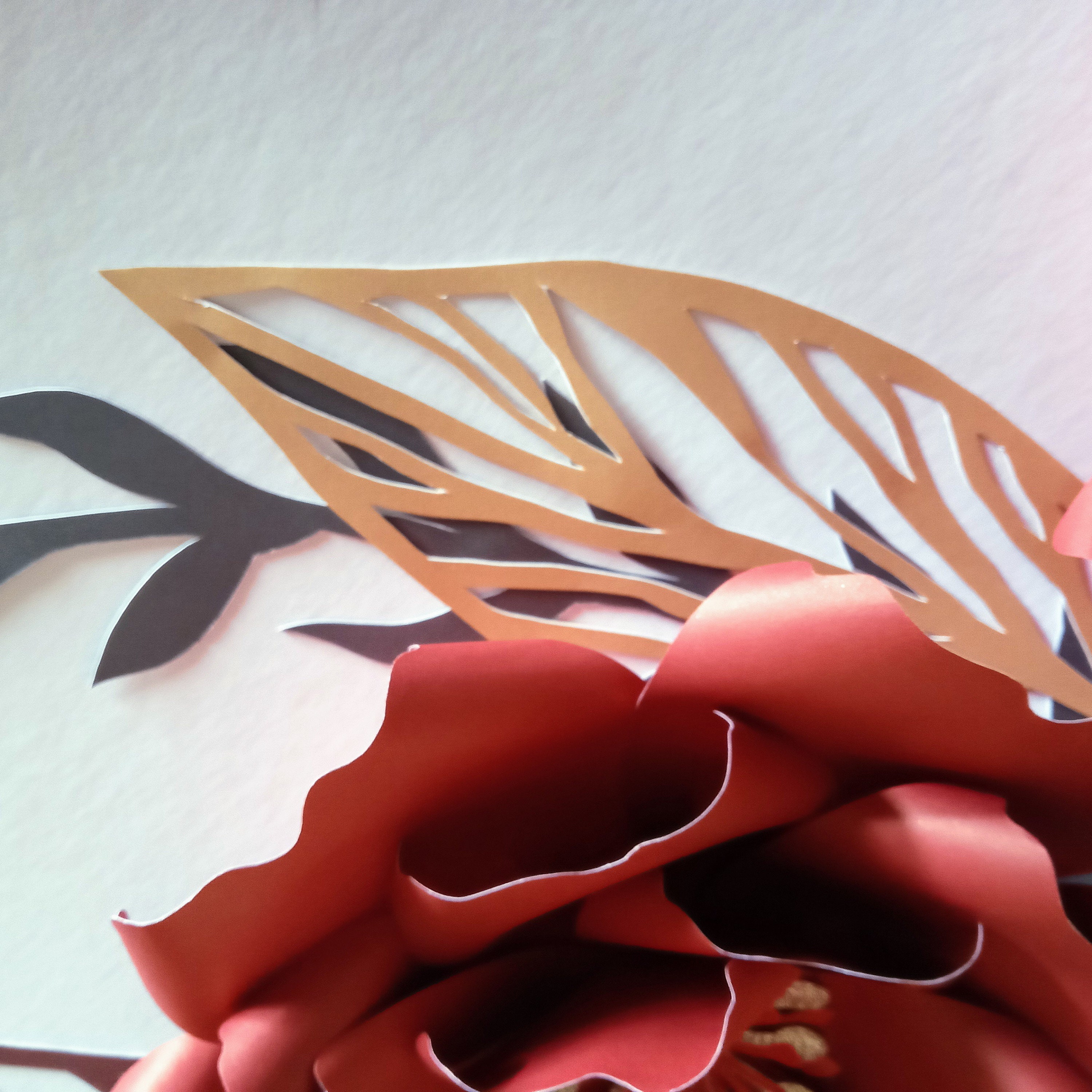 Handmade Paper/Cardstock Red Flowers Wall Art Etsy