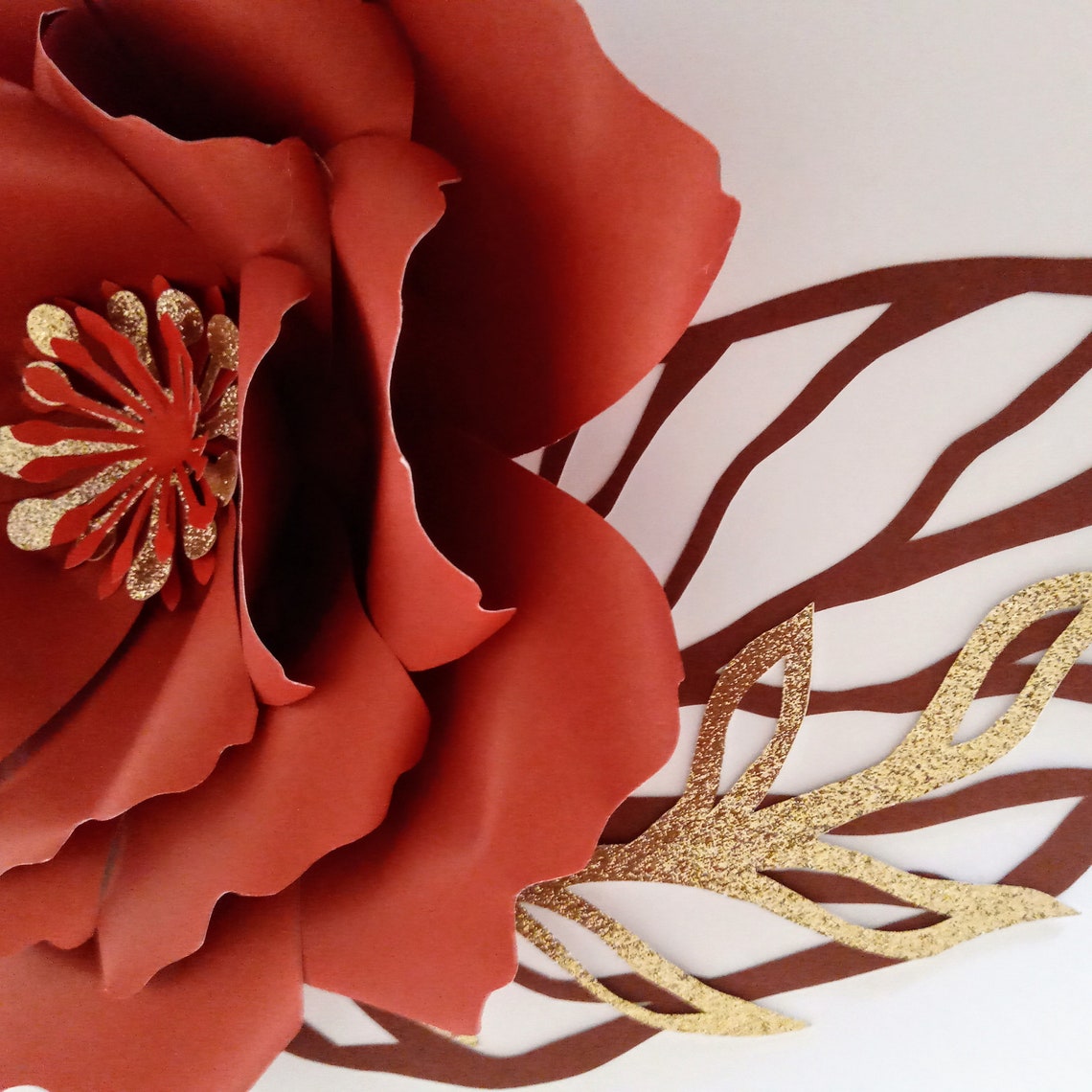 Handmade Paper/Cardstock Red Flowers Wall Art Etsy